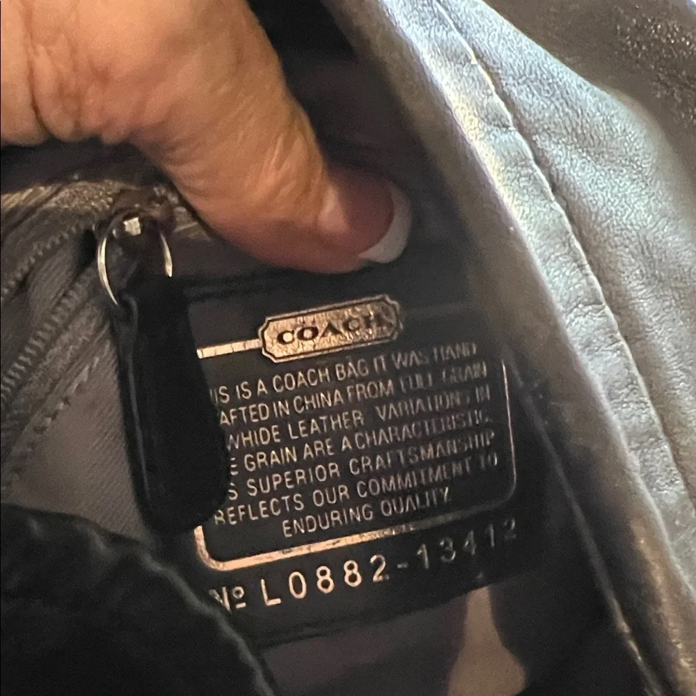 Coach Black Leather Shoulder Bag with Silver Hardware